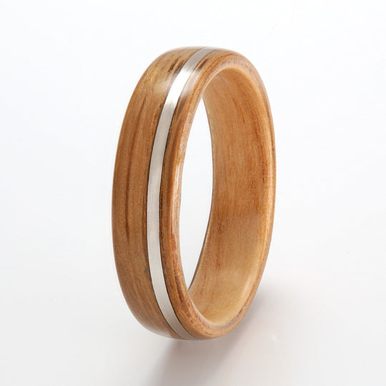 Oak Ring 5mm with Olivewood & Silver