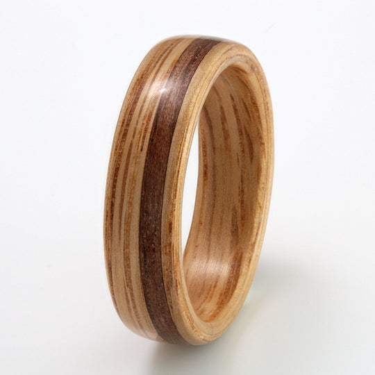 Oak Ring 6mm with Walnut