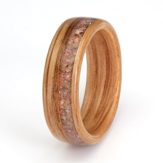 Oak with Tulipwood, Emerald & Garnet