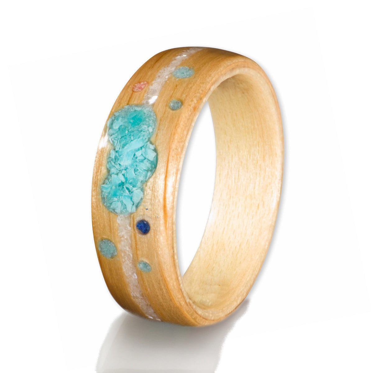 Eco Wood Rings - Oak Wood Ring with Maple & Mixed Inlay