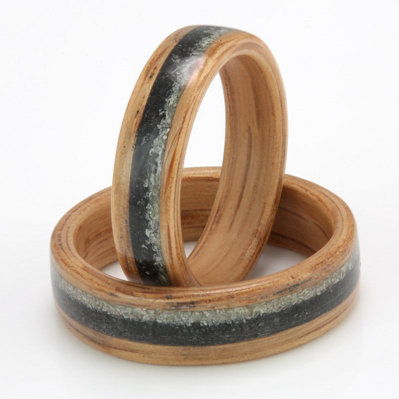 Oak, Slate & Pounamu Set by Eco Wood Rings
