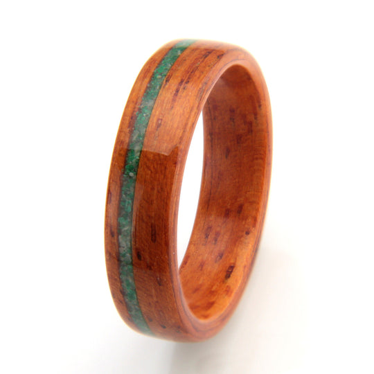 Opepi Teak Ring 5mm with Malachite, Emerald & Jade