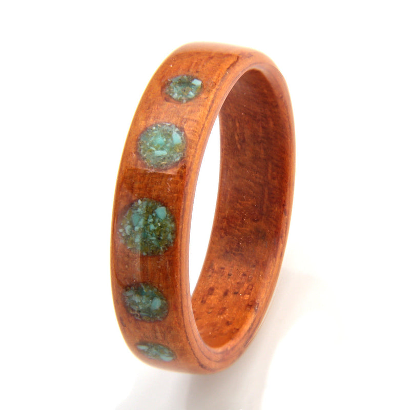 Opepi Teak with Turquoise & Unakite by Eco Wood Rings