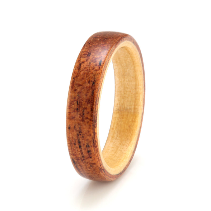 Queensland Red Cedar Ring 4mm with Hoop Pine by Eco Wood Rings