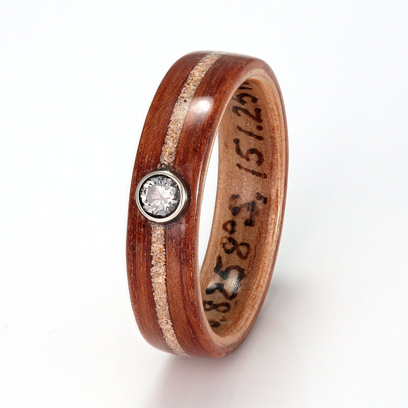 Red Ironbark with Blackbutt, Sand & Diamond by Eco Wood Rings