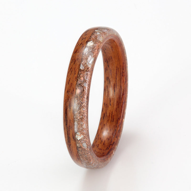 Rosewood with Rose Gold Shavings & Mother of Pearl by Eco Wood Rings