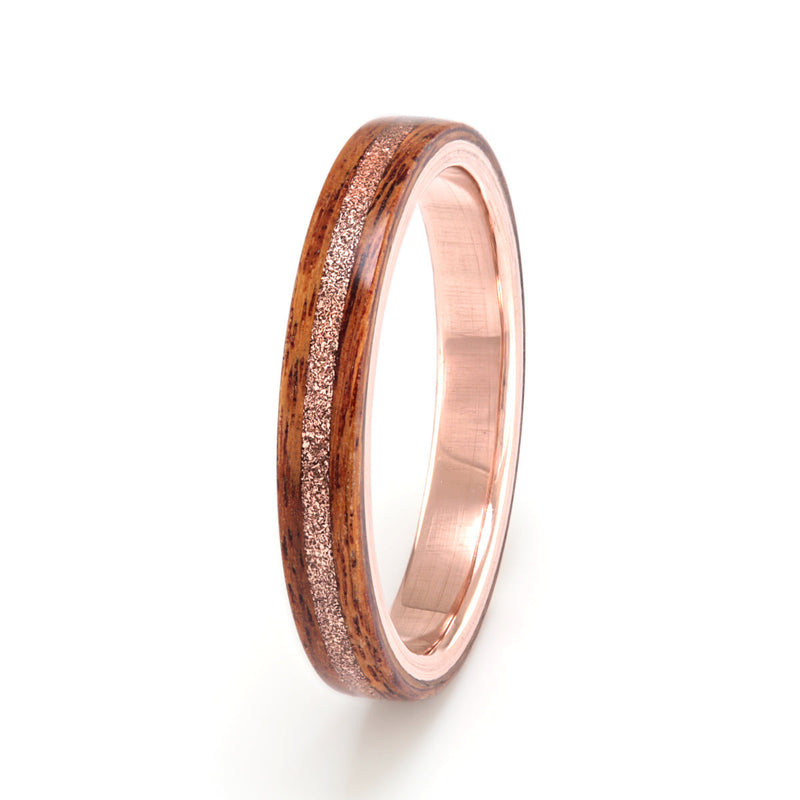 Rosewood Ring 3mm with Rose Gold by Eco Wood Rings