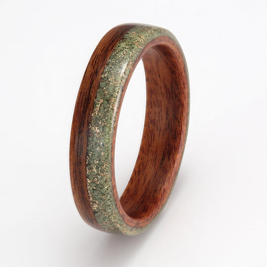 Rosewood Ring 4mm with Volcanic Stone & Gold Shavings