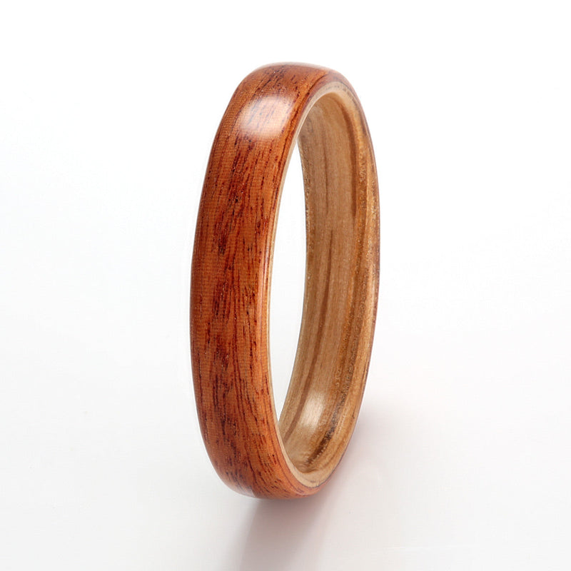 Rosewood Ring 4mm with Oak by Eco Wood Rings