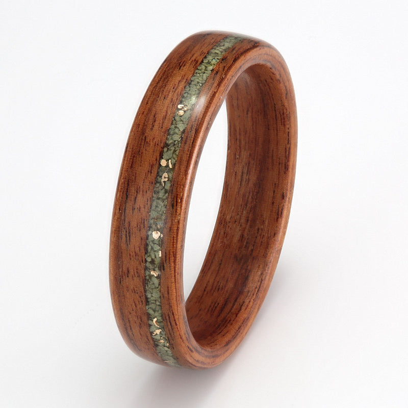 Rosewood Ring 5mm with Volcanic Stone & Gold Shavings by Eco Wood Rings