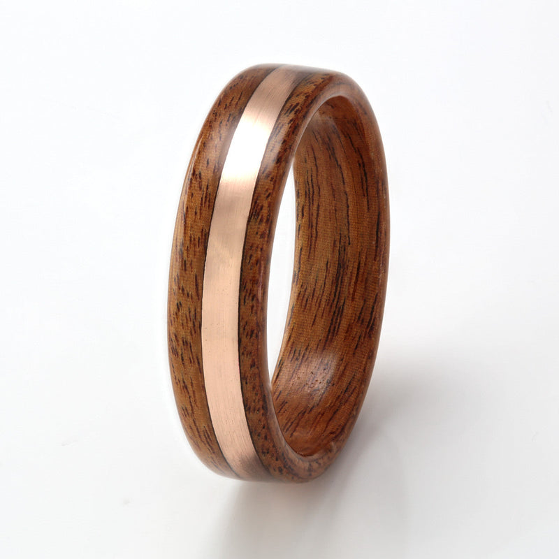 Rosewood Ring 5mm with Rose Gold by Eco Wood Rings
