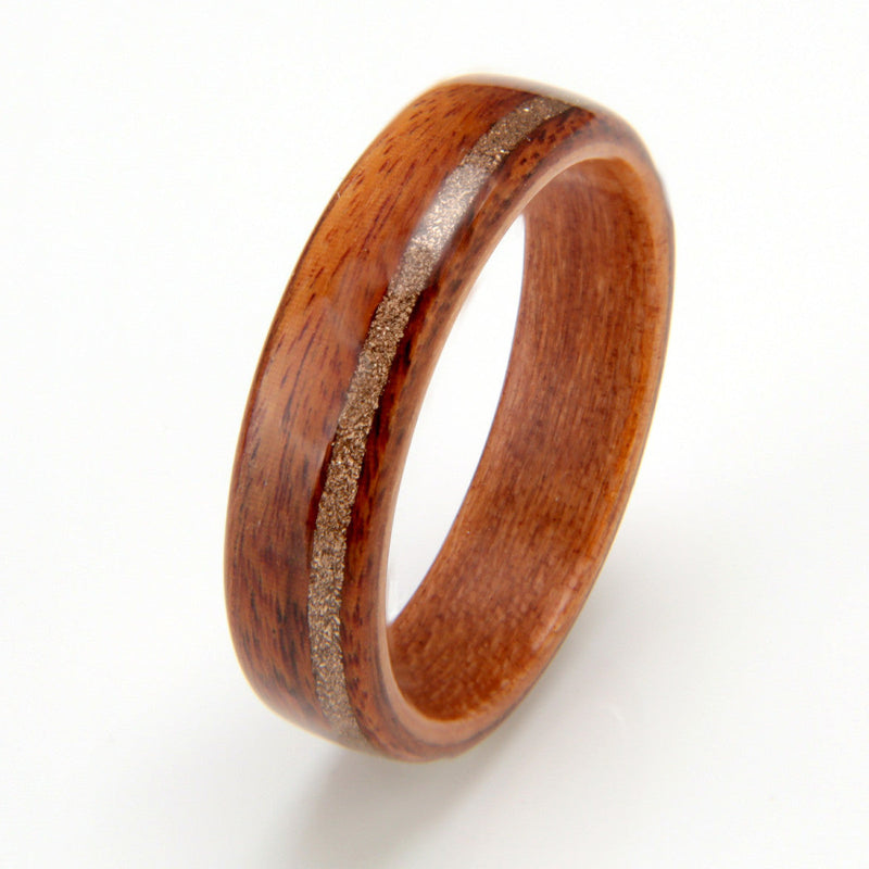 Rosewood Ring 5mm with Cherry & Gold Shavings by Eco Wood Rings