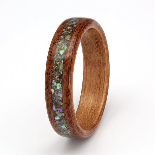 Rosewood Ring 5mm with Cherry & Paua Shell