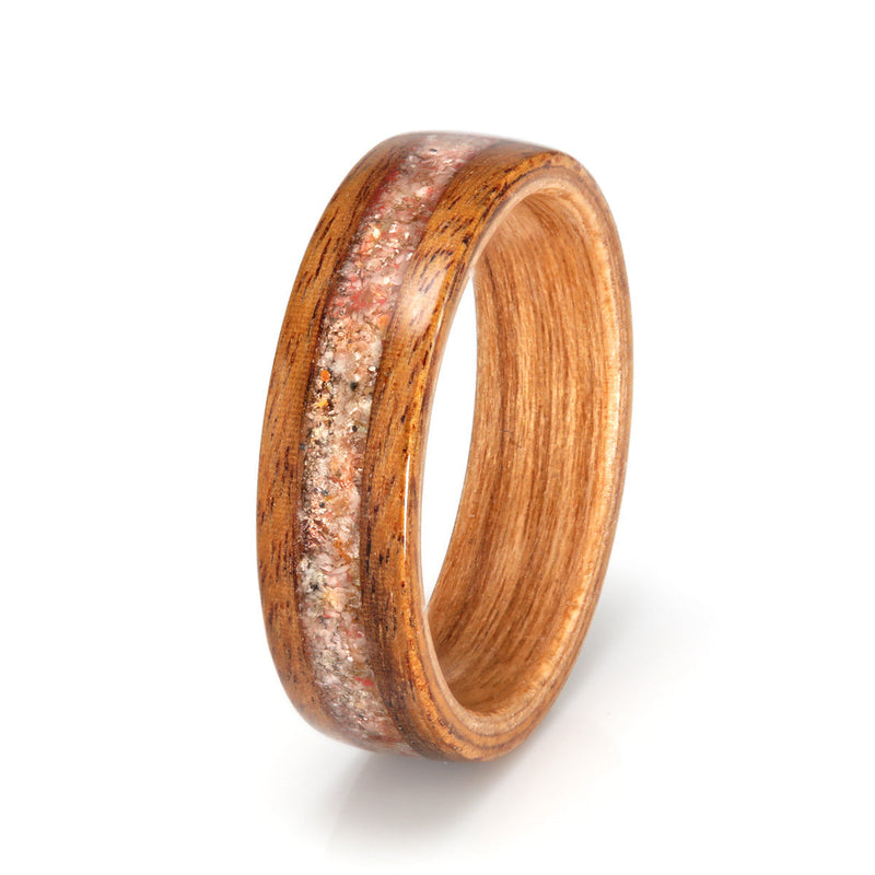 Rosewood with Cherry, Sand & Sea Glass by Eco Wood Rings