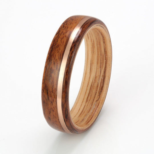 Rosewood Ring 6mm with Oak & Rose Gold