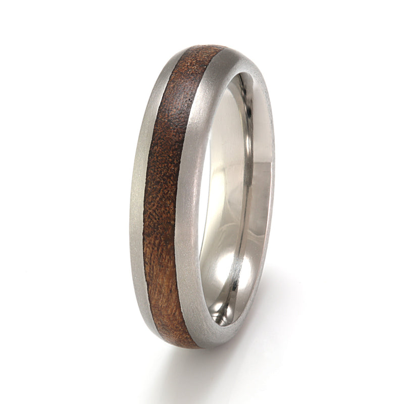 Titanium Ring with Rosewood - IN STOCK - Size N 1-2 by Eco Wood Rings