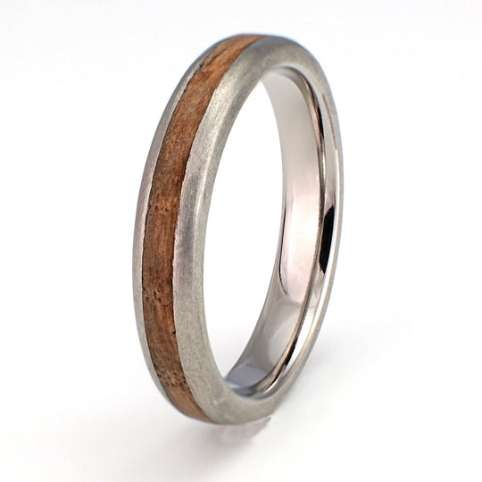 Titanium Ring 4mm Rounded with Wood Inlay