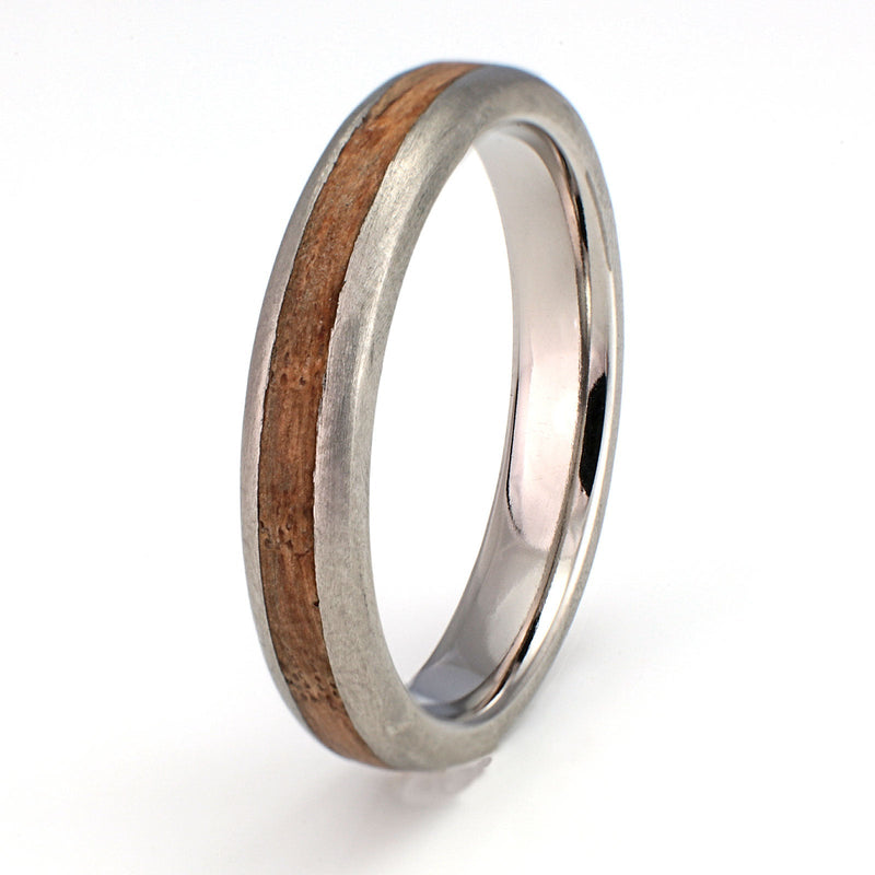 Titanium Ring 4mm Rounded with Wood Inlay by Eco Wood Rings