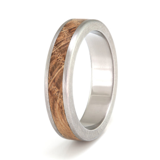 Titanium Ring 5mm Flat with Wood Inlay