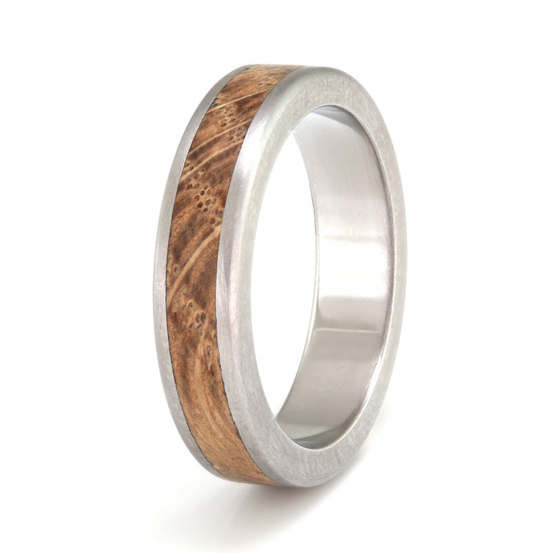 Titanium Ring 5mm Flat with Wood Inlay by Eco Wood Rings