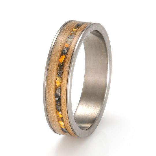Titanium with Whisky Barrel Oak & Bumblebee Jasper - IN STOCK - Size J