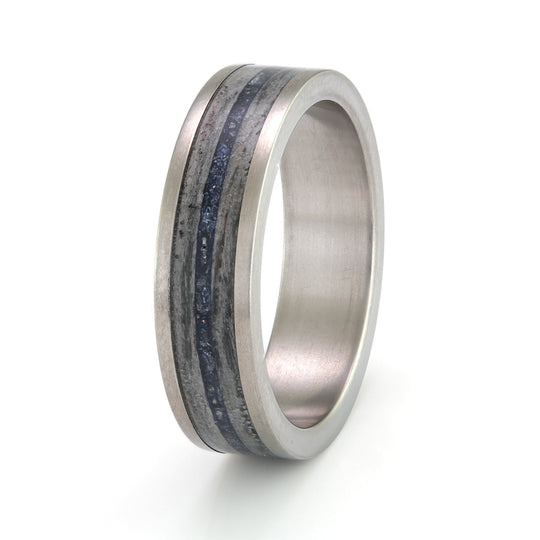 Titanium Ring 6mm Flat with Wood Inlay & Cairo Night