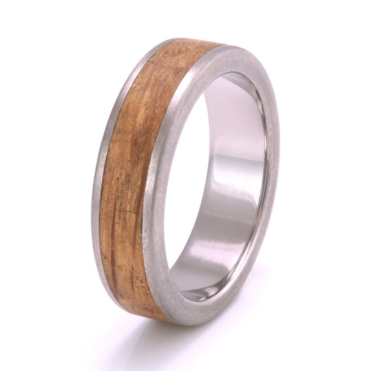Titanium Ring 6mm Flat with Wood Inlay