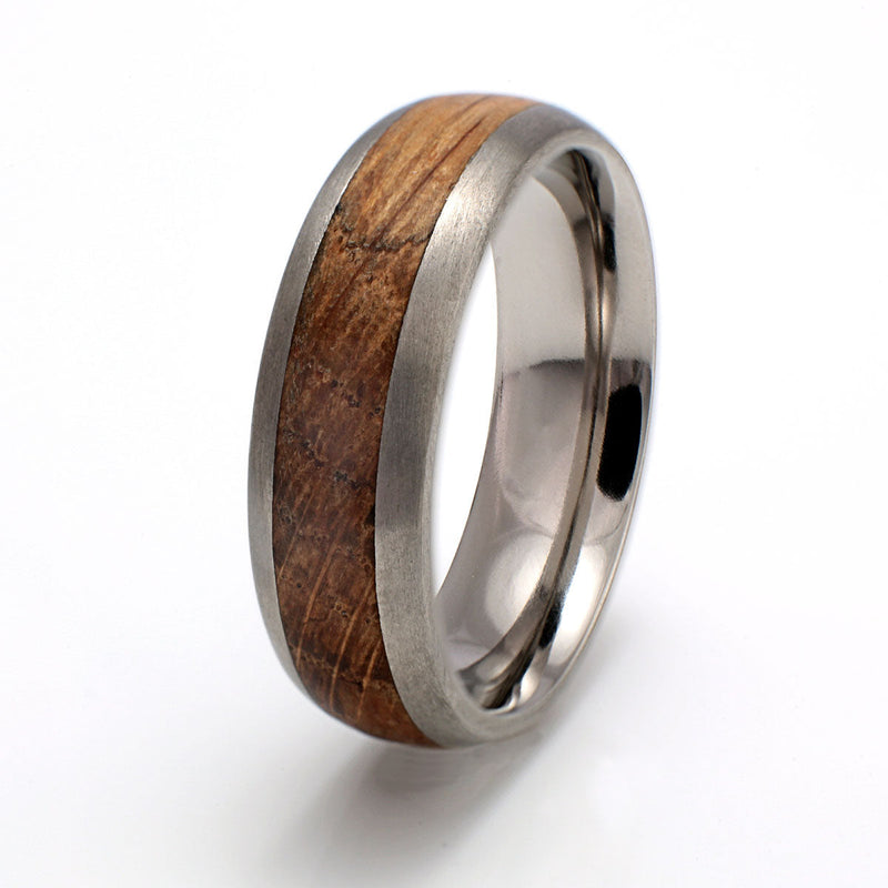 Titanium Ring 7mm Rounded with Wood Inlay by Eco Wood Rings