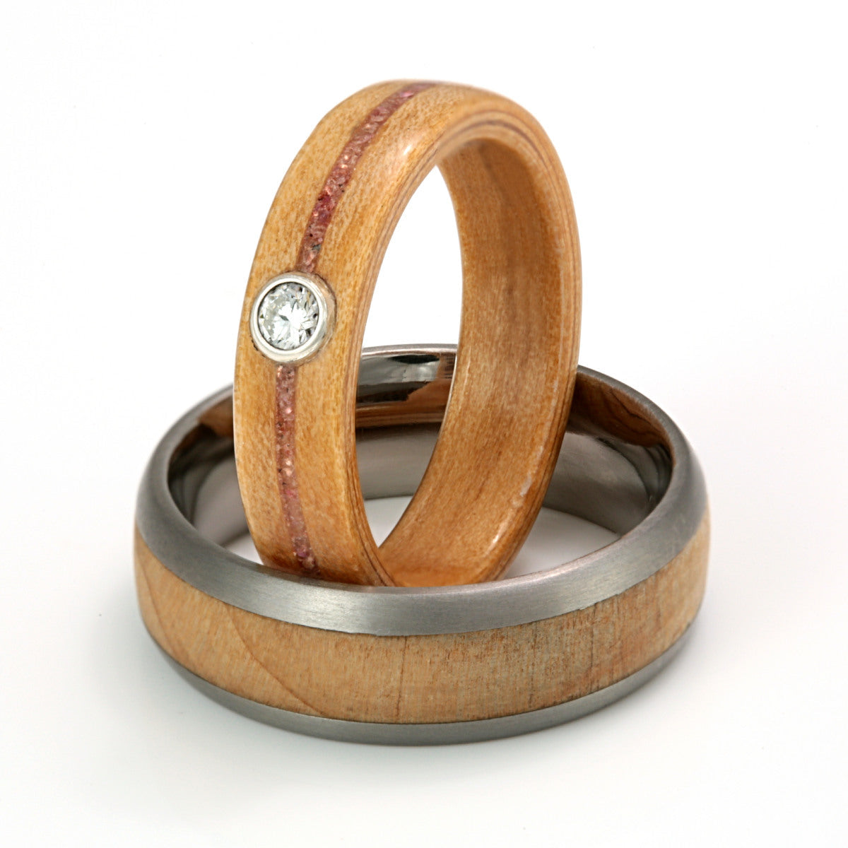 Eco Wood Rings - Cedar & Titanium Wood Rings with Ruby, Amethyst ...