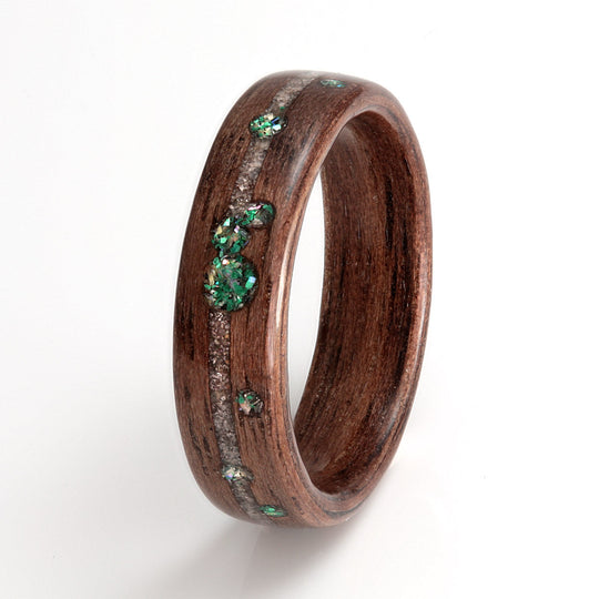 Walnut with Sand, Malachite & Paua Shell