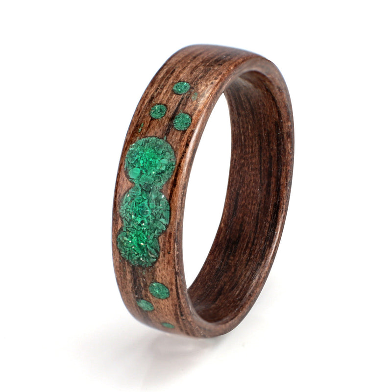 Walnut with Malachite by Eco Wood Rings