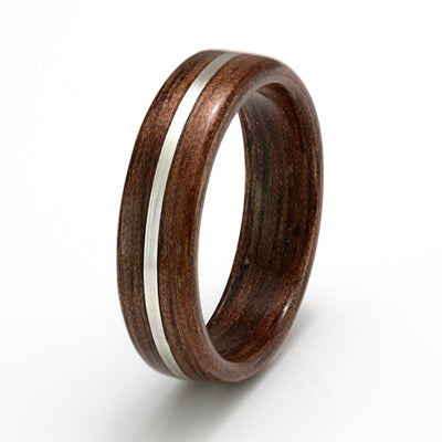Walnut Ring 6mm with Silver by Eco Wood Rings