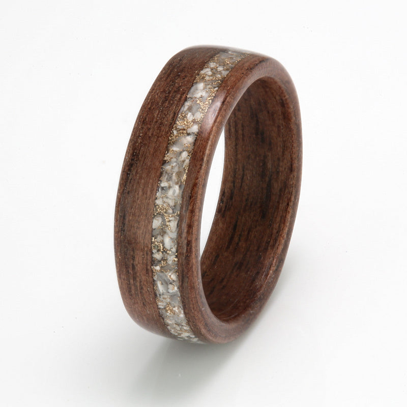 Walnut with Shell & Gold Shavings by Eco Wood Rings