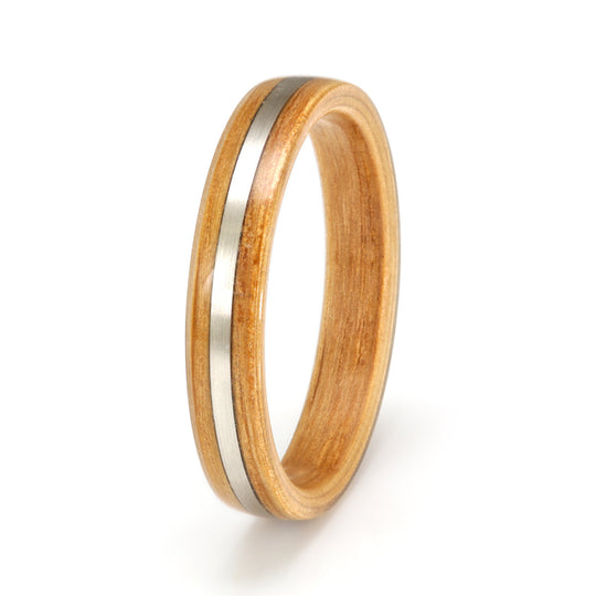 Whisky Oak Ring 3mm with White Gold