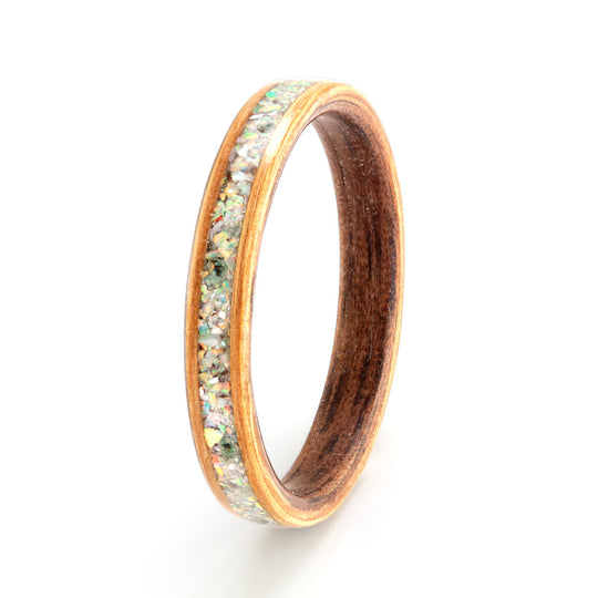 Oak with Walnut, Mother of Pearl, Opal & Emerald