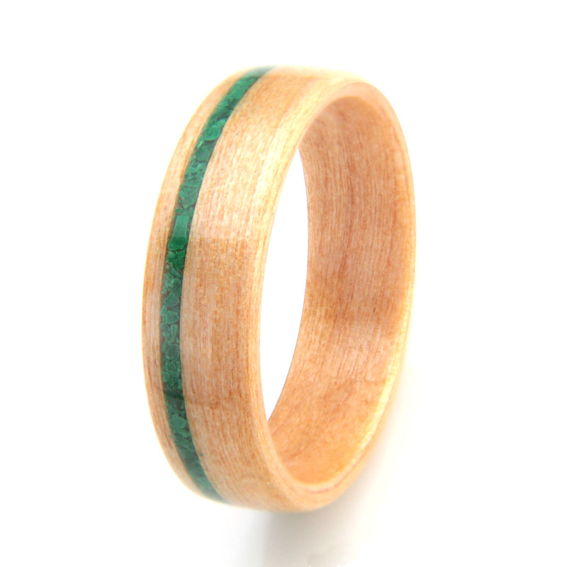 Willow Ring 6mm with Malachite by Eco Wood Rings