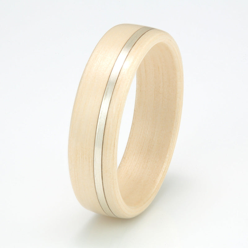 Willow Ring 6mm with Silver by Eco Wood Rings