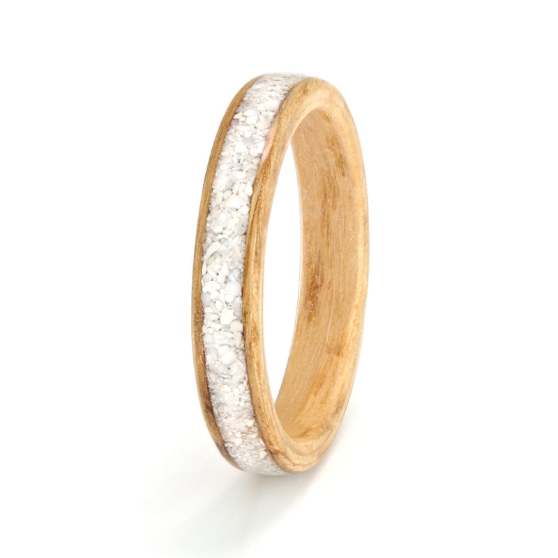 Oak Ring 3mm with Shell by Eco Wood Rings