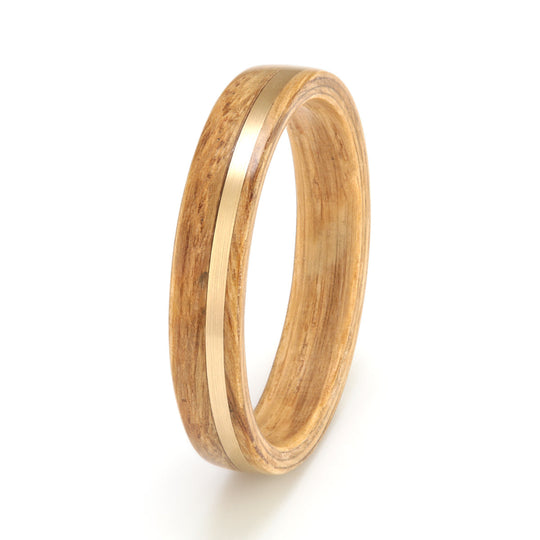 Oak Ring 4mm with Yellow Gold
